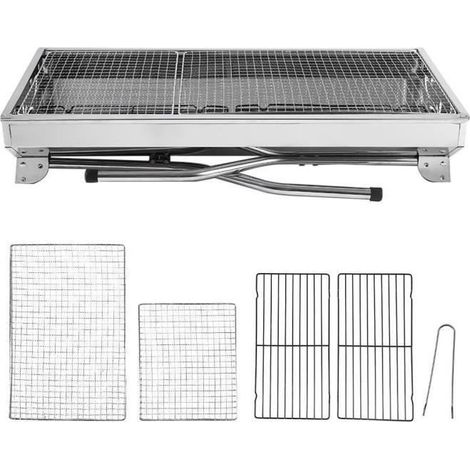 Grill pliable en acier inoxydable portable Barbecue à Charbon Jardin Table en Acier Extérieur Pliant inoxydable 73×32.5cm (1/5)