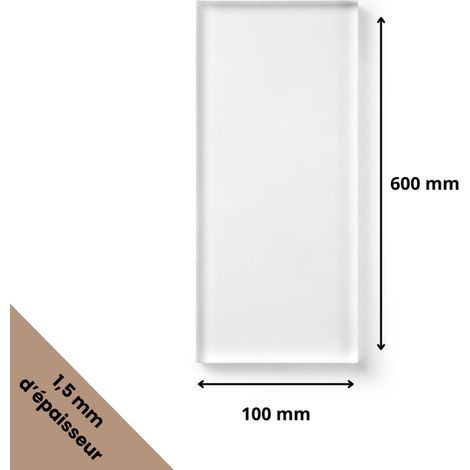 Plaque verre acrylique transparent 1,5 mm - 10 x 60 cm (100 x 600 mm) - Verre synthétique - Plaque PMMA XT - Plexiglass