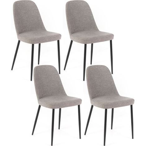 Set 4 Sedie 55x46xH85 cm in Tessuto Tamara Grigio Chiaro (1/5)