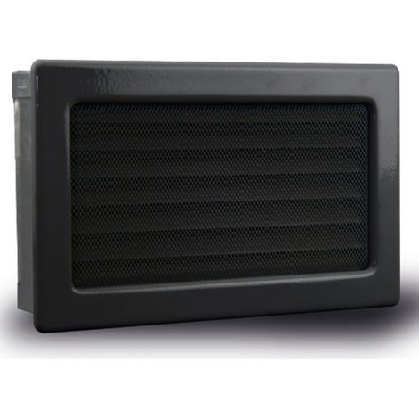 Grille de ventilation fixe avec cadre noir, lamelles et maille 30 x 17 cm Conduits et air (1/5)