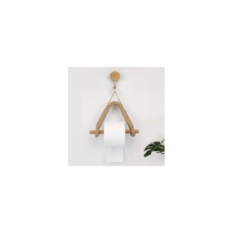 Mezheng – Soporte para papel higiénico de cuerda de yute – Adhesivo en la parte posterior, no requiere perforación – Diseño industrial retro – Largo 24,5 cm, Alto 35 cm - Crezuo