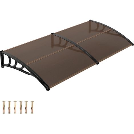 Auvent Porte d'Entrée 196x89 cm, Protection Contre Pluie/Neige/Vent (Marron) (1/5)