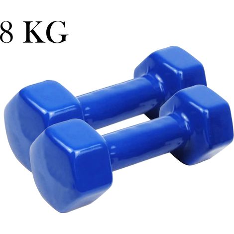 Coppia Pesi Palestra 8kg Manubrio Antiscivolo Esagonale Gommato Allenamento (1/5)