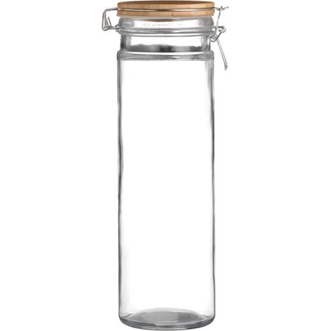 Bocal Cuisine Hermétique en Verre Couvercle Clip Bambou - 1.9L (1/2)