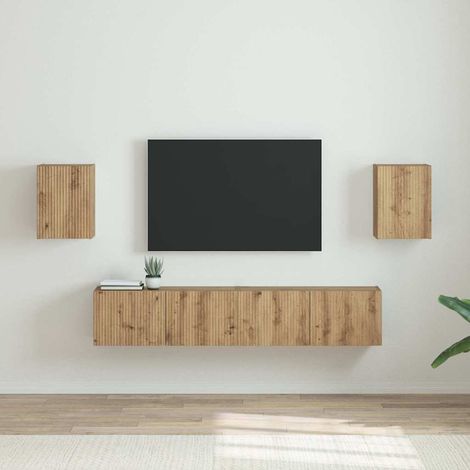 Mueble de TV Montado en la Pared 2 pcs Roble Artesanal