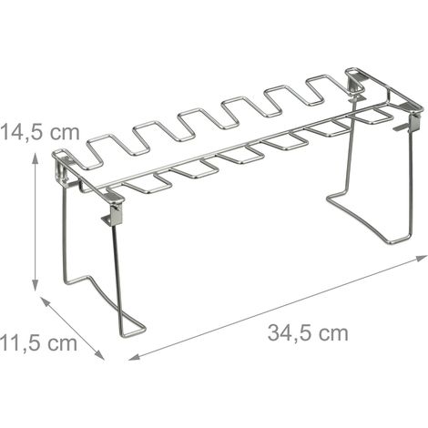 Lot de 2 supports cuisses de poulet cuisson barbecue pliables 28 cuisses en acier inoxydable argenté (1/4)