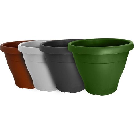 Maceta Mediterranea Circular de plástico para plantas y flores Drenaje incorporados