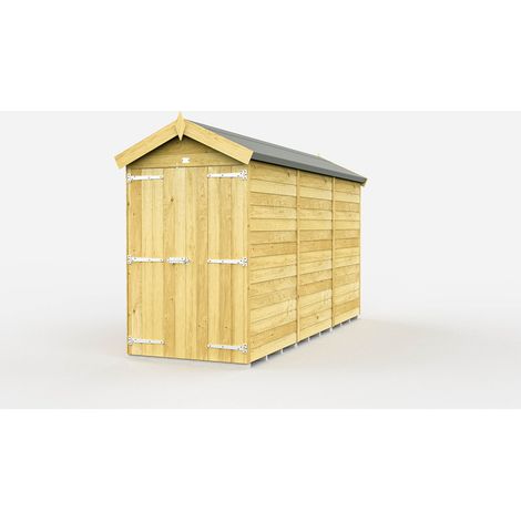 4 x 11 Feet Apex Shed - Double Door Without Windows - Wood - L329 x W118 x H217 cm