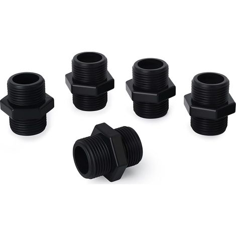 5 pièces 3/4 "BSP connecteurs mâles à mâles, raccords de tuyauterie à mamelon hexagonal en PVC