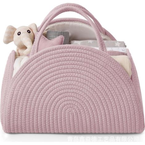 Wickeltasche und Korb - Geflochtene Aufbewahrungsbox - Rosa - (1/4)