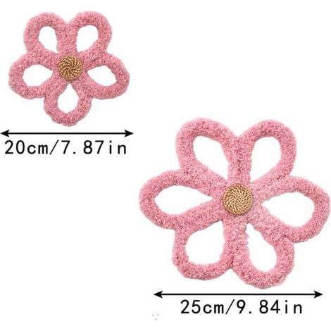 Lot de 2 décorations murales bohèmes en forme de marguerites, pour chambres de filles, bébés ou dortoirs, couleur rose. (1/5)