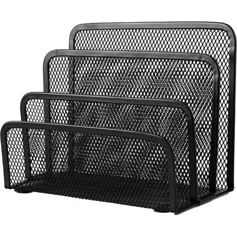 DIY Metal Mesh Letter Tray, File Holder, Metal Mesh Magazine Rack, Tabletop Sorter, Document Holder, 3-Layer Storage Organizer Shelf (1/5)