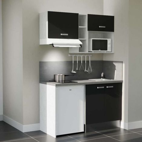 Kitchenette K13L-PT avec électroménager - 140 cm - plan stratifié, évier inox (1/5)