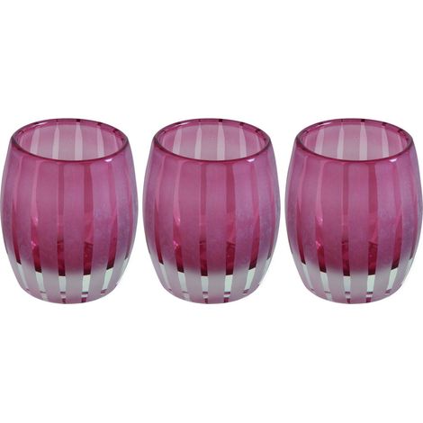 Bougeoir photophore 11cm Elegance (Lot de 3) Rose (1/3)