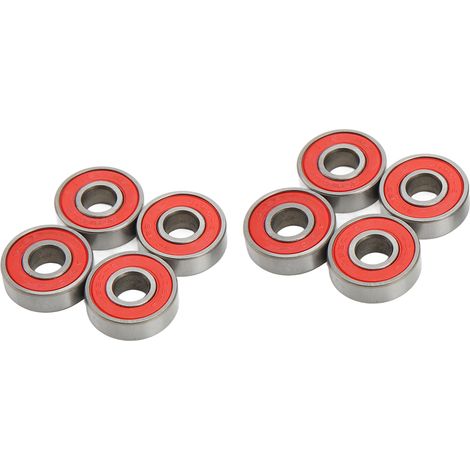 roulements à billes 608RS ABEC 9 en acier au carbone, étanches, 8 x 22 x 7 mm, pour skateboards, patins à roulettes et planches de danse (rouge). (1/5)