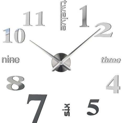 Geräuschlose Wanduhr, moderne Wanduhr, rahmenloser 3D-Spiegelaufkleber zum Selbstgestalten, Wanduhr für Büro, Hotel und Zuhause zum Selbstgestalten (1/4)