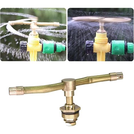 Spruzzatore rotante automatico a 2 bracci, sistema di irrigazione rotante a 360 gradi, ampia area di copertura, irrigazione del prato da giardino, ugello rotante in ottone (4 bracci) (1/5)