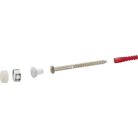 Fijaciones de WC con Cabeza Hexagonal Tapa Cromada QUICK PLOMBERIE - Tornillos de 6x70 mm - Tacos 8x40 mm x 2 Unidades