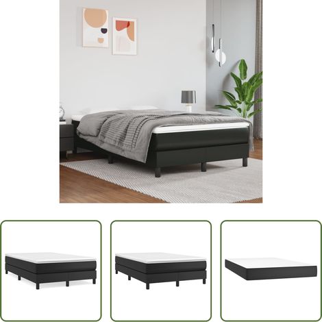 vidaXL Kunstlederbett -  Boxspringbett mit Matratze Schwarz 120x200 cm Kunstleder (1/5)