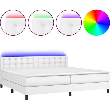 Maison Exclusive - Sommier à lattes de lit avec matelas et LED Blanc 200x200 cm (1/5)