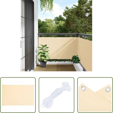 vidaXL Clôture extérieure - Écran d'intimité de balcon crème 600x90 cm PVC (1/5)