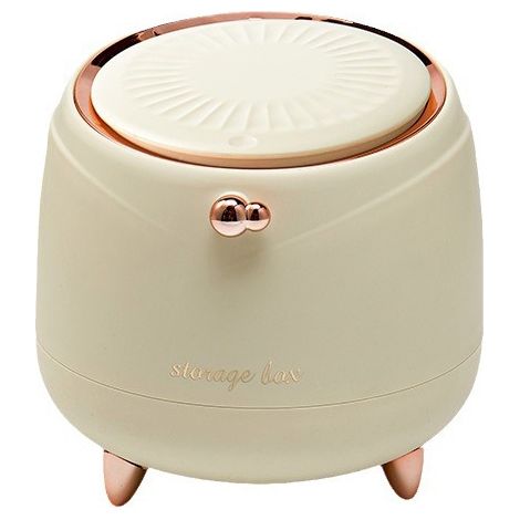 Kleiner Tischmülleimer mit Deckel, Mini-Abfalleimer für Schlafzimmer und Badezimmer, Milchweiß