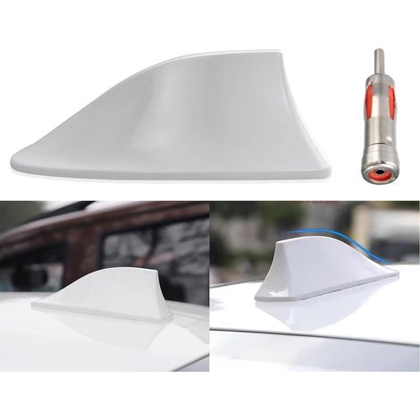 antenne Voiture aileron de Requin, Antenne de Voiture aileron de Requin, Antenne de Signal Radio FM/AM Auto-adhésive étanche Universelle, Décoration de Voiture (Blanc) (1/5)