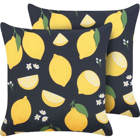Set di 2 cuscini in poliestere con motivo a limoni 45 x 45 Citrus