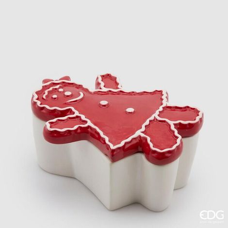 EDG Enzo De Gasperi Contenitore Natale Bimba Marzapane 18 x 14 Cm H 8 Cm White Red