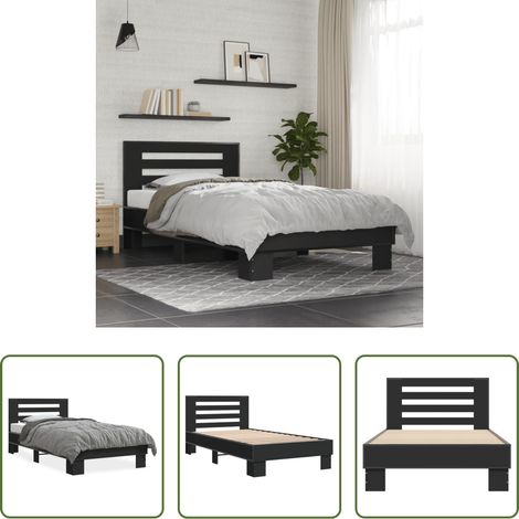 vidaXL Metall Bettgestell - Bettgestell Schwarz 75x190 cm Holzwerkstoff und Metall (1/5)