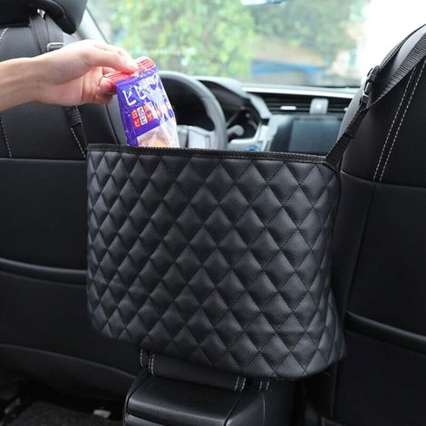 Sac de rangement multifonction pour voiture en cuir synthétique de qualité supérieure - Organiseur entre les sièges avant pour animaux de compagnie, chien, enfants, barrière anti-déranger-Fei Yu (1/5)