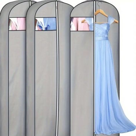 Set di 3 sacchetti antipolvere extra lunghi per riporre abiti da sposa extra lunghi