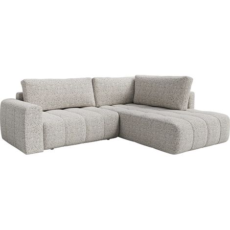 Canapé d'angle droit en tissu chiné gris LORIONA (1/5)