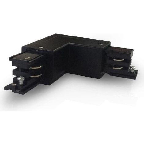 Conector trifásico en ángulo para circuito interior recto negro Miidex Lighting® (1/2)