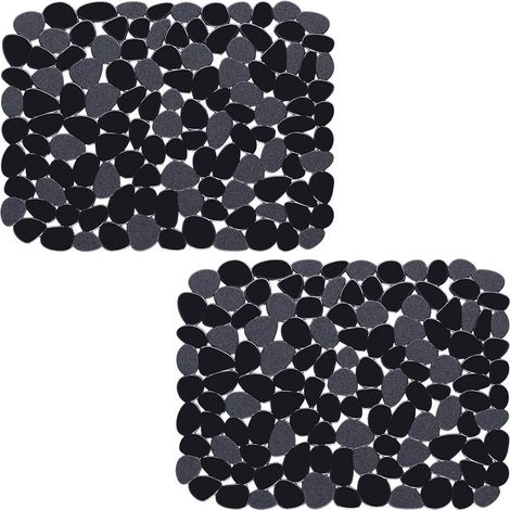 Galet Tapis d'évier PVC Respectueux de l'environnement Cuisine Réglable Tapis d'évier Protecteur d'évier Noir (2 Pack) (1/2)