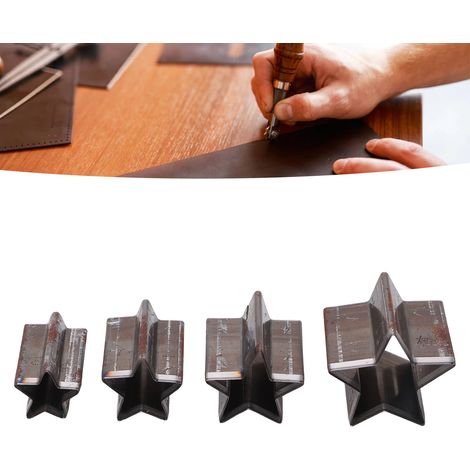 Ensemble de 4 pièces comprenant des moules de découpe manuelle en forme d'étoile à cinq branches, des outils de poinçonnage manuels et des moules de découpe du cuir. (1/5)