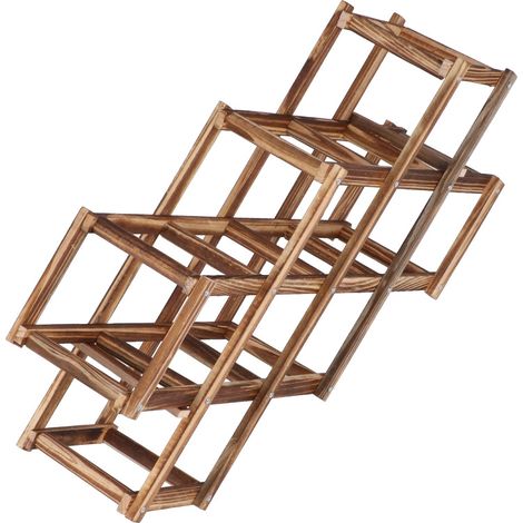 Eleganter, faltbarer Weinschrank, großes Fassungsvermögen, Holzregal für 10 Flaschen, stilvolle Aufbewahrung und platzsparend. (1/5)
