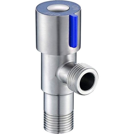 Vanne d'angle, inox, bleu, pour lavabo et WC et salle de bain (1/5)