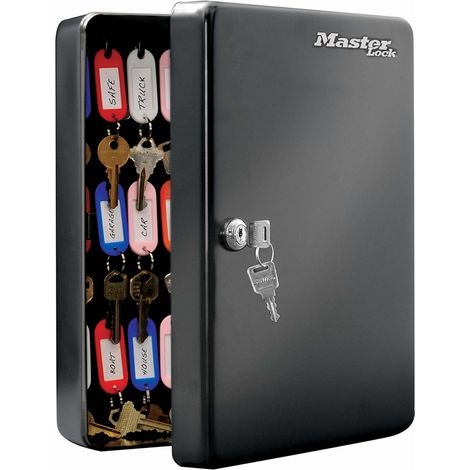MASTER LOCK Armoire à Clés [Fixation Murale] [50 Crochets] KB-50ML - 50 porte-clés inclus avec étiquettes