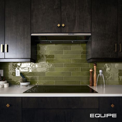 Faïence Effet Zellige Vert MANACOR 6,5x40 basil green (1m²) - Les Carreaux de Jean