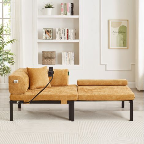 sofa sessel klappbar Einzelbett Samt Gelb HAVRYA (1/5)