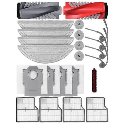 Kit d'accessoires pour aspirateurs robots Roborock Saros 10 : brosse principale, sacs à poussière, lingettes, filtres.