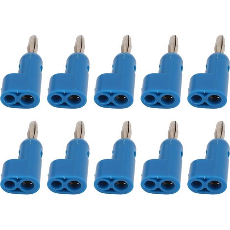 Lot de 10 fiches bananes empilables sans soudure de 4 mm, à vis ouverte, 30 V CA – 60 V CC, 24 A maximum, pour équipements électroniques et industriels (bleu). (1/5)