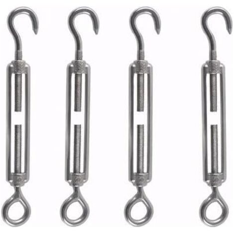 M6 Tendeur fil a Linge Inoxydable 304 4pcs Réglable de Fil Utilisé pour le d'acier l'antenne Corde à Chaîne Décoration jardin Fixation voile solaire - (1/5)