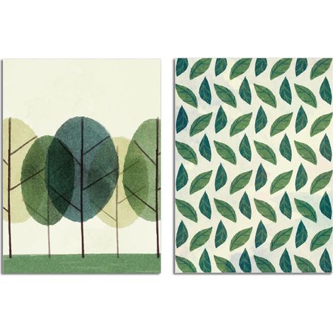Tableau Toile Arbres Et Feuilles Pour Salon Chambre Bureau Ensemble De 2 Pièces (1/5)