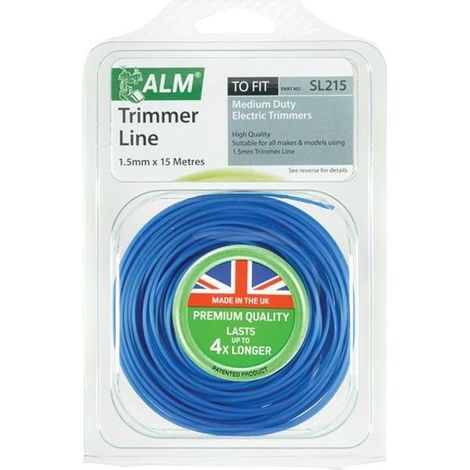 Medium-duty trimmer line 1.5 mm x 15 m – SL215 – Durable for electric and light petrol trimmers – Bright blue for easy visibility – ALM