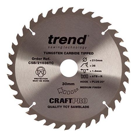 Trend CSB/21036TC Craft saw blade 210mm x 36 teeth x 30 x 1.8 for DCS7485