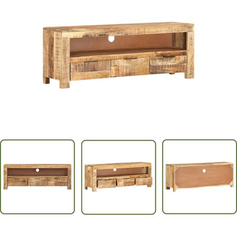 The Living Store Meuble TV 110x30x40 cm Bois de manguier brut - Meuble Tv - Meuble Audio - Meuble Salle Séjour - Meuble Design - Meuble Rangement (1/5)