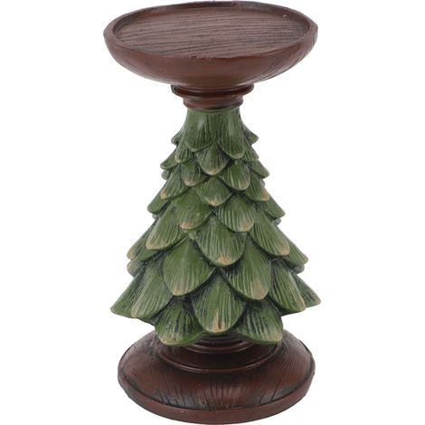 Bougeoir en résine rétro forme sapin de Noël pour bougie colonne et tea light, déco salon cuisine centre table, 1 pièce M (1/5)