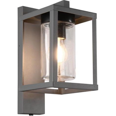 Außenwandleuchte LUNGA Anthrazit in Laternenoptik, Höhe 33cm (1/5)